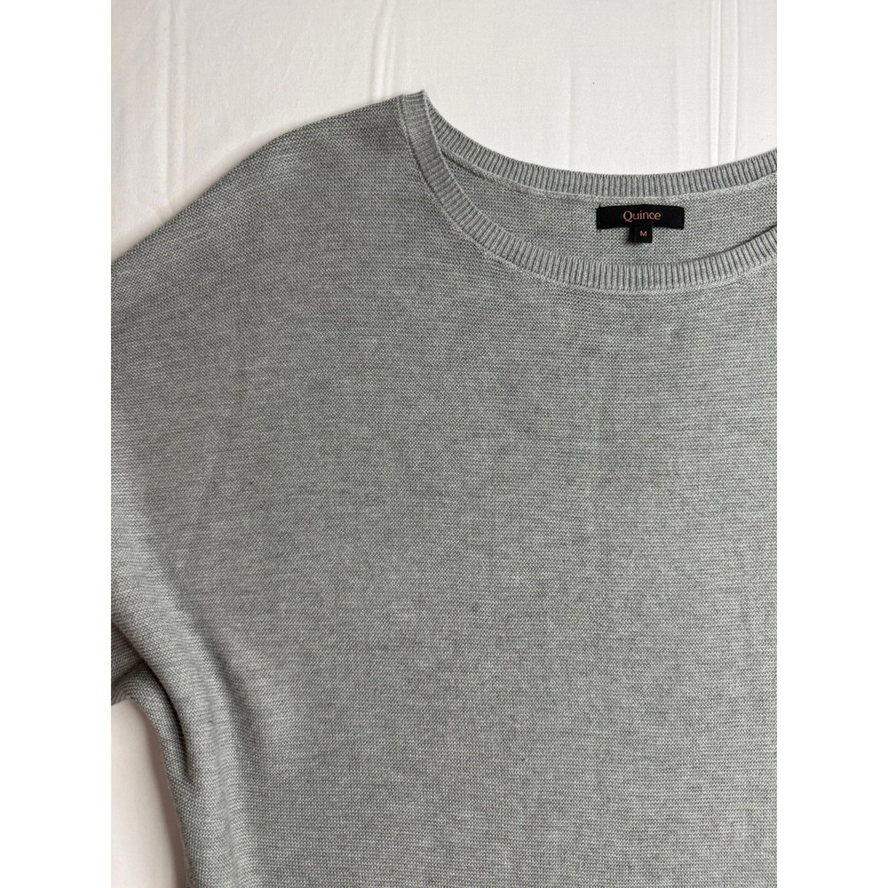 Quince Lightweight Cotton Cashmere Link-Stitch Dolman Heather Gray Women's M - Picture 2 of 9